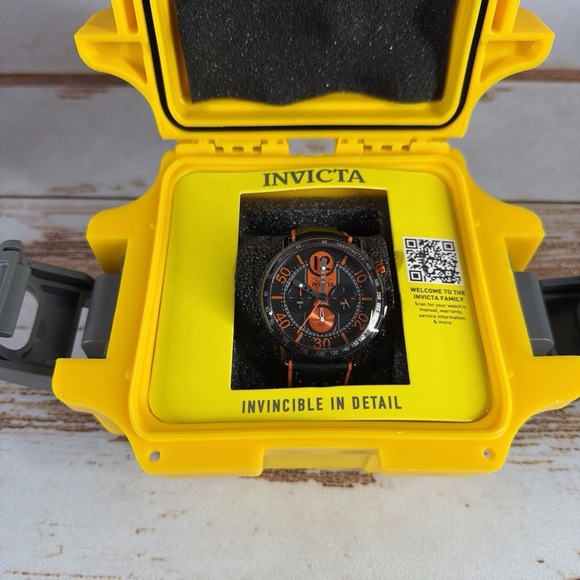 Invicta Racing 49369 Men's Watch 44mm Tachymeter Orange/Black Leather